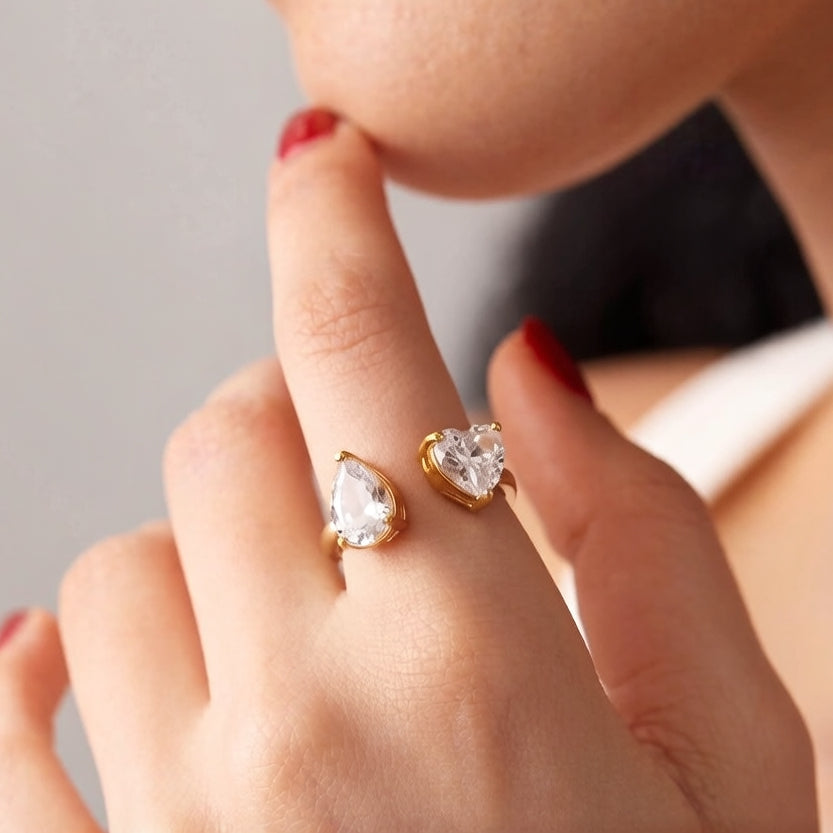 Teardrop Heart Open Ring