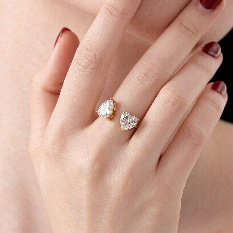 Teardrop Heart Open Ring