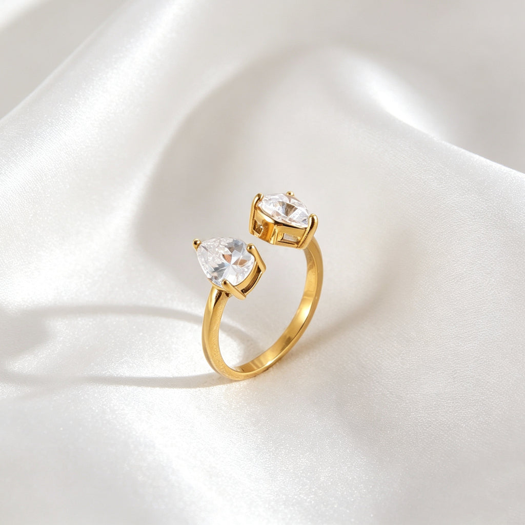 Teardrop Heart Open Ring