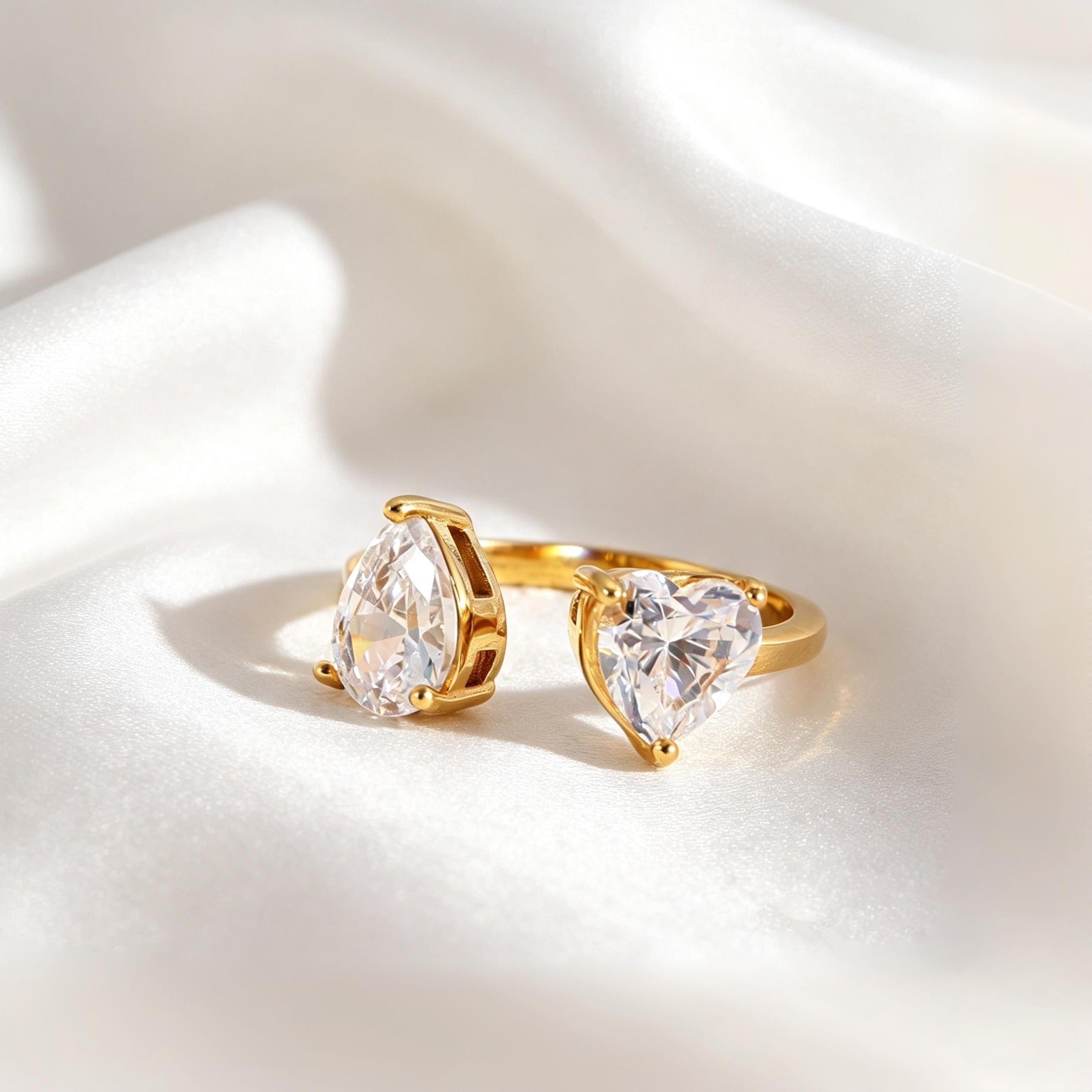 Teardrop Heart Open Ring