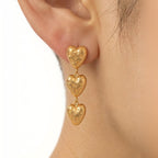 Triple Heart Earrings