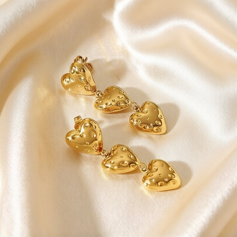 Triple Heart Earrings
